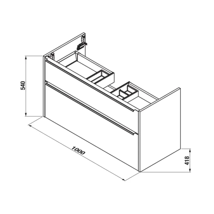 Vannas istabas skapītis ar izlietni Jika PURE 1020x440 mm, melns matēts