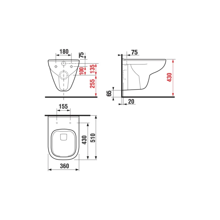 Tualetes pods piekaramais JIKA DEEP Rimless bez vāka, balts H820614