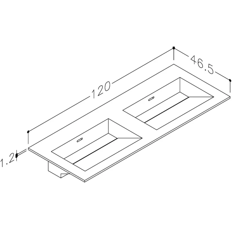 Izlietne skapītim dubultā KAME CORIAN 120x46.5cm, CN1214618-D