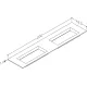 Izlietne skapītim dubultā KAME CORIAN 2 200x46.5cm, CN2000465-D-BS