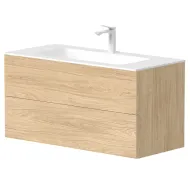 Vannas istabas skapītis Kame GAMA ar izlietni ORION 100х46cm ar push to open, gaišs ozols