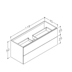 Vannas istabas skapītis Kame GAMA ar izlietni ORION 120х46cm ar push to open, melns ozols