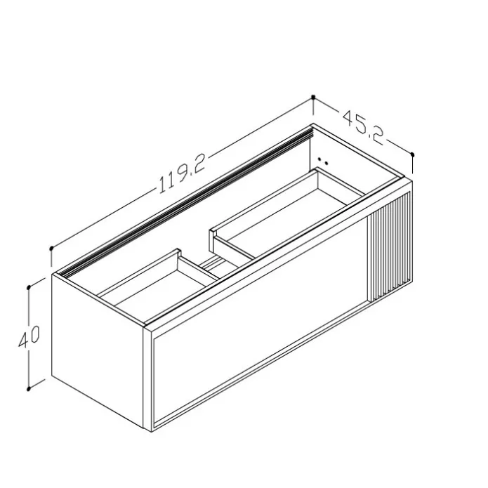 Vannas istabas skapītis izlietnei Kame SOLE 119.2x45.2cm, rievota fasāde, dūmota ozolkoka finierējums