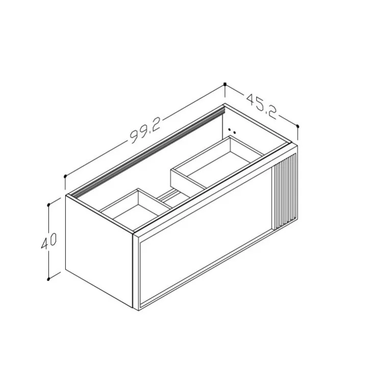 Vannas istabas skapītis izlietnei Kame SOLE 99.2x45.2cm, rievota fasāde, dūmota ozolkoka finierējums