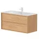 Vannas istabas skapītis ar izlietni Kame HOME Corian 100x46cm, dabīgs ozolkoka finierējums
