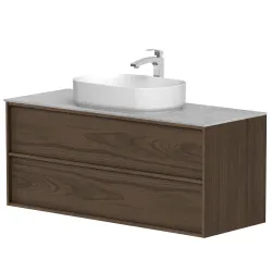 Vannas istabas skapītis ar izlietni Kame HOME 120x46cm, brūns ozolkoka finierējums