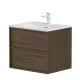 Vannas istabas skapītis ar izlietni Kame HOME Corian 60x46cm, brūns ozolkoka finierējums
