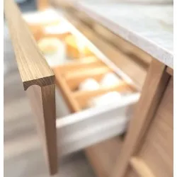 Vannas istabas skapītis ar dubulto izlietni Kame HOME Corian 120x46cm, brūns ozolkoka finierējums