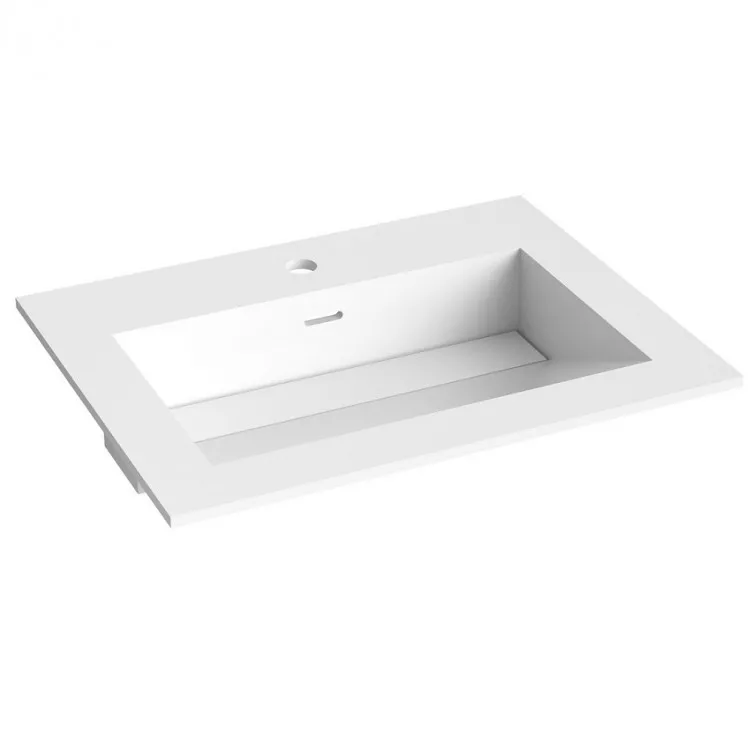 Vannas istabas skapītis ar izlietni Kame HOME Corian 60x46cm, brūns ozolkoka finierējums