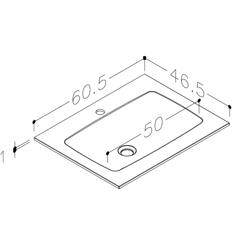 Vannas istabas skapītis Kame GAMA ar izlietni ORION 60х46cm ar push to open, gaišs ozols