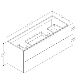 Vannas istabas skapītis dubultai izlietnei Kame GAMA  120х45cm, BUD/12-3DR/1