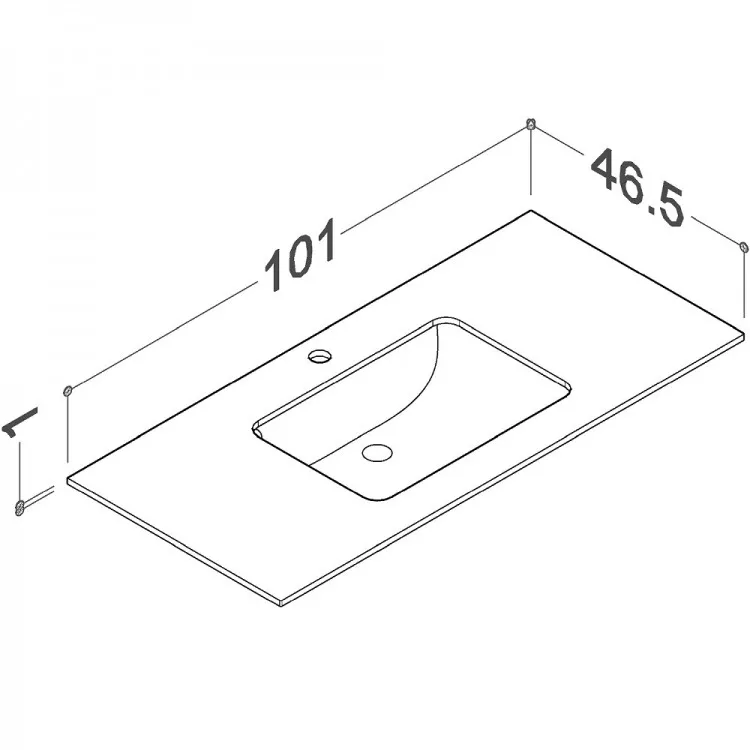 Izlietne ar augstspiediena lamināta darba virsmu Kame HPL, 101cm, WP/10-3/H11-P1