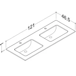 Izlietne ILSA ar augstspiediena lamināta darba virsmu Kame HPL, 121cm, WP/12-3/H11-P3-D