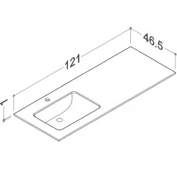 Izlietne ILSA ar augstspiediena lamināta darba virsmu Kame HPL, 121cm, WP/12-3/H11-P3-L