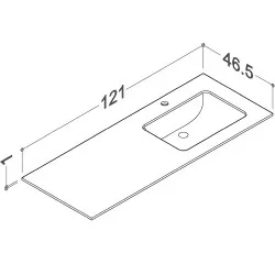 Izlietne ILSA ar augstspiediena lamināta darba virsmu Kame HPL, 121cm, WP/12-3/H11-P3-R