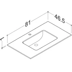 Izlietne ar augstspiediena lamināta darba virsmu Kame HPL, 81cm, WP/8-3/H11-P1