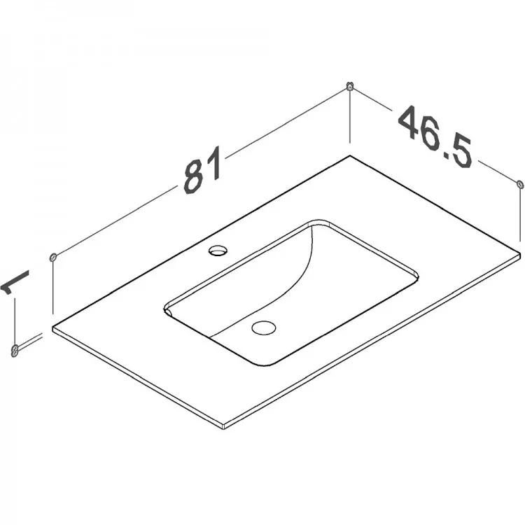 Izlietne ar augstspiediena lamināta darba virsmu Kame HPL, 81cm, WP/8-3/H12-P1