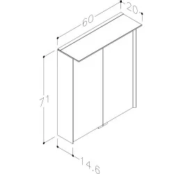 Vannas istabas skapītis ar spoguli Kame LOFT 60x71 cm, MC3DML/60-70/D13-LFT