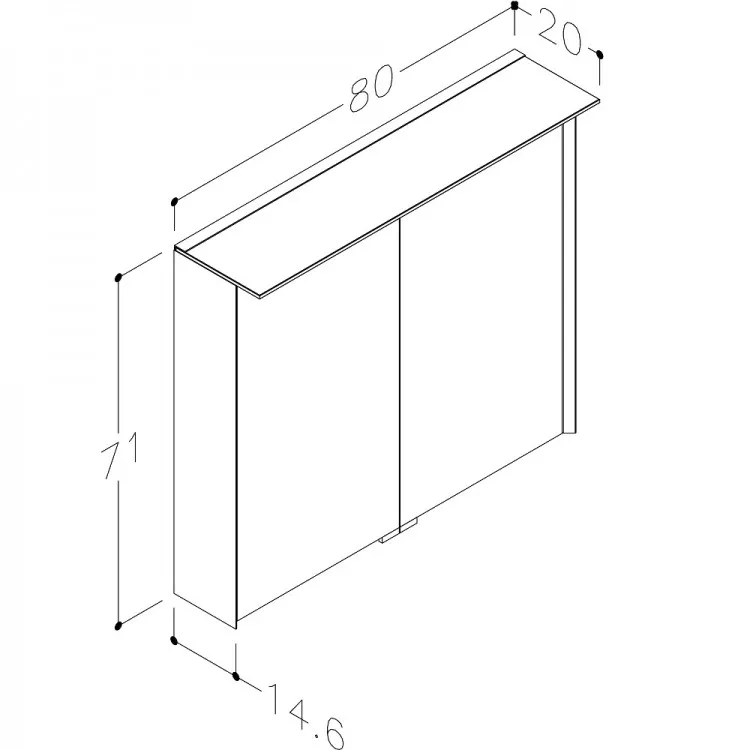 Vannas istabas skapītis ar spoguli Kame LOFT 80x71 cm, MC3DML/80-70/D15-LFT