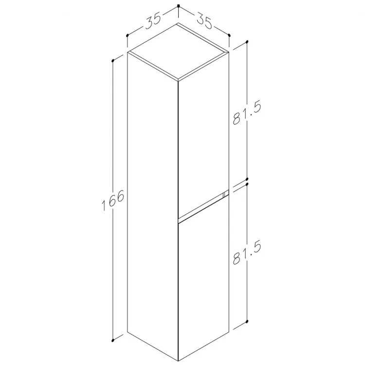 Vannas istabas augstais skapis Kame LOFT 166x35cm, TU/35-2/D17-LFT Vannas istabas augstais skapis Kame LOFT 166x35cm, TU/35-2/D17-LFT