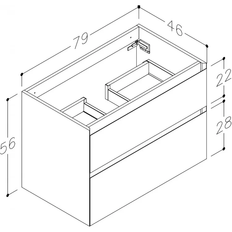 Vannas istabas skapītis izlietnei Kame LOFT 80cm, BU/8-3DR/D02-LFT Vannas istabas skapītis izlietnei Kame LOFT 80cm, BU/8-3DR/D02-LFT