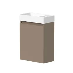 Vannas istabas skapītis ar izlietni Kame MINI baltā krāsā 40cm L/R, brūns