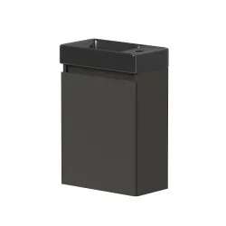 Vannas istabas skapītis ar izlietni Kame MINI melnā krāsā 40cm L/R, matēts grafīts