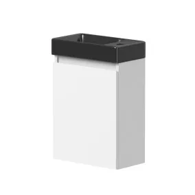 Vannas istabas skapītis ar izlietni Kame MINI melnā krāsā 40cm R, balts, ekspozicija