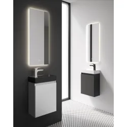Vannas istabas skapītis ar izlietni Kame MINI melnā krāsā 40cm L/R, balts
