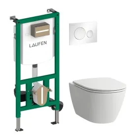 Komplekts Laufen FIORA ar Slim SC vāku+ rāmis INEO+ balta poga Moon