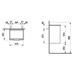 Vannas istabas skapītis ar izlietni 45 cm Laufen Base R, H4021121102601+H8159610001041