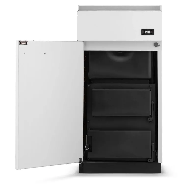 Centrālapkures krāsns ar plītsvirsmu Megal M10 10kW, balts Centrālapkures krāsns ar plītsvirsmu Megal M10 10kW, balts