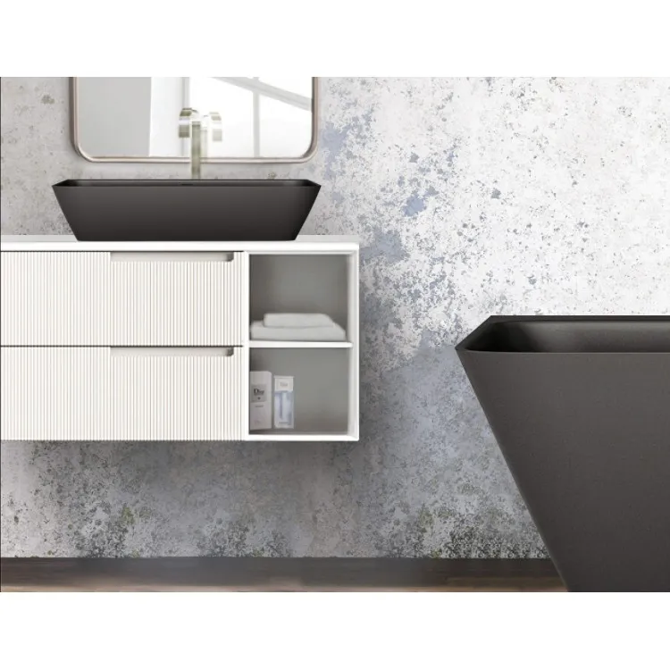 Vannas istabas uzliekamā izlietne PAA QUADRO GRAPHITE 700x430mm, IQUAS/01