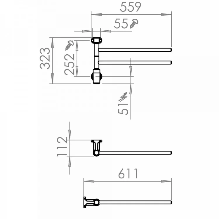 Elektriskais dvieļu žāvētājs PAX Flex I 2/550 Momento II 20W, hroms