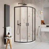 Dušas stūris pusapaļš Radaway Alienta Black A 80x80 cm
