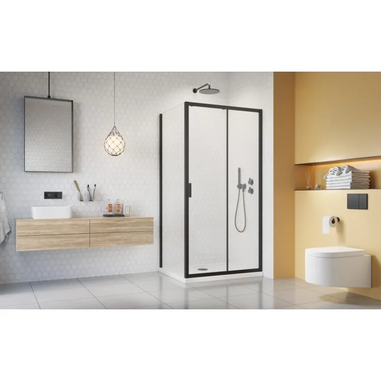 Dušas stūris taisnstūra Radaway Alienta Black DWJ+S 100x80 cm