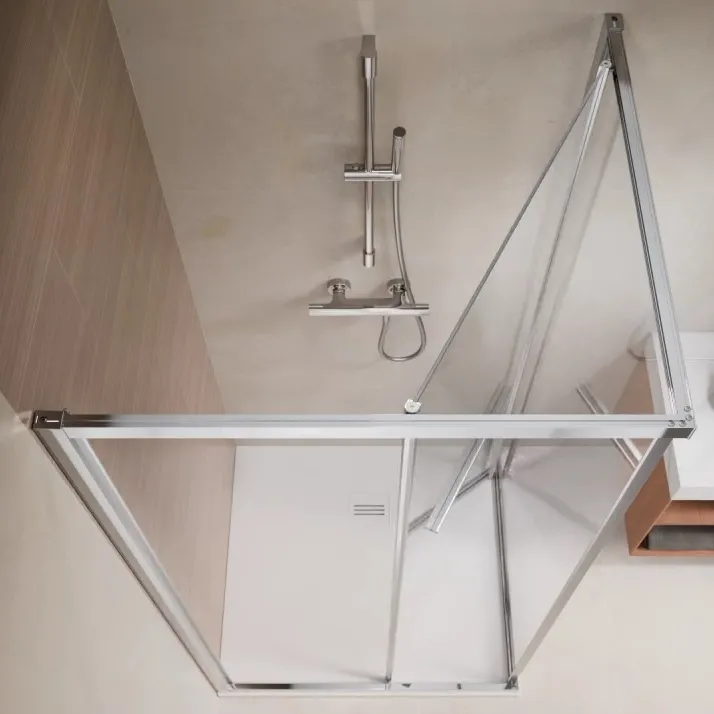 Radaway Alienta Chroma SD I dušas kabīne 80x80 cm ar hroma profiliem un bīdāmām durvīm