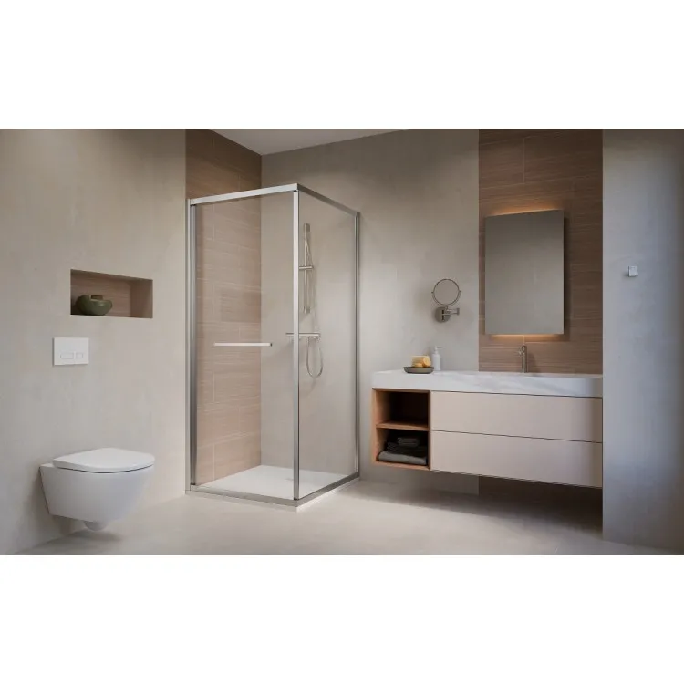 Radaway Alienta Chroma SD I dušas kabīne 90x90 cm, hroma profili, caurspīdīgs stikls