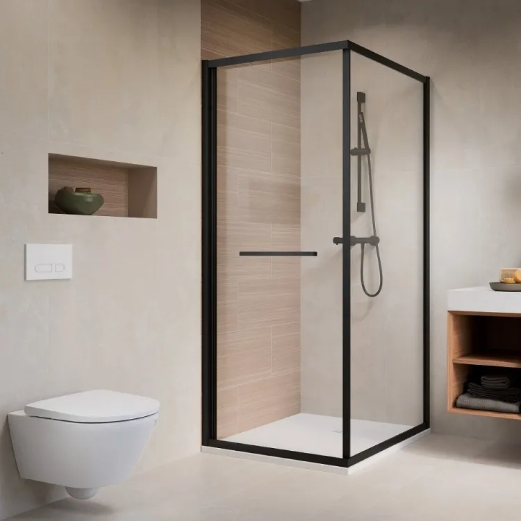 Radaway Alienta Chroma SD I dušas kabīne 80x80 cm ar hroma profiliem un bīdāmām durvīm