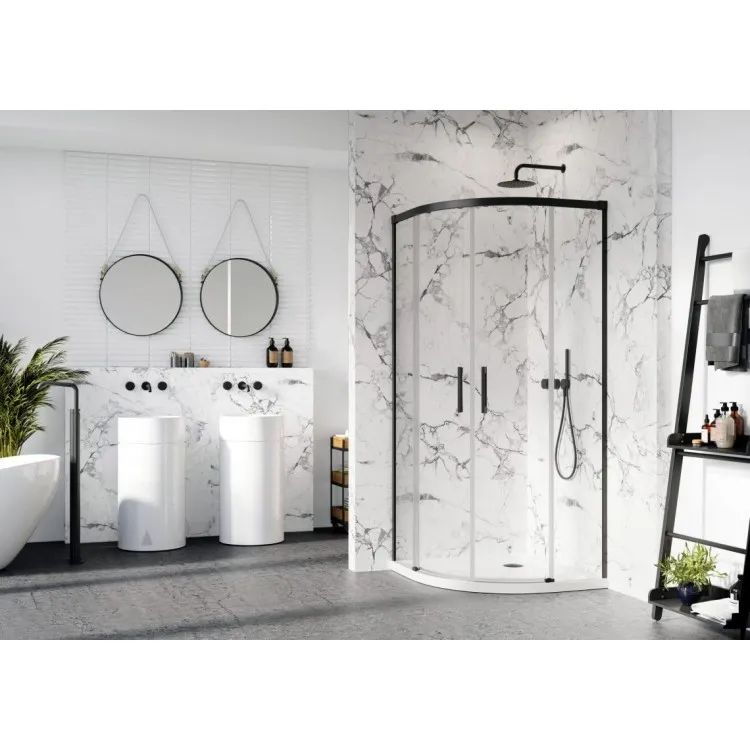 Dušas stūris pusapaļš Radaway IDEA Black PDD 80x80cm