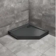 Dušas paliktnis piecstūru Radaway Doros PT Compact 80x80, melns akmens