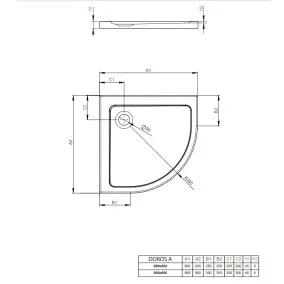 Dušas paliktnis pusapaļš Radaway Doros A 80x80, balts