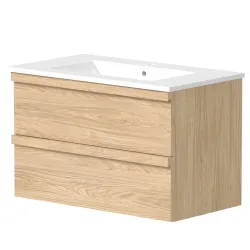 Vannas istabas skapītis ar izlietni RB PURE 81 cm, gaišs ozols