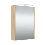 Vannas istabas skapītis ar spoguli un LED apgaismojumu Raguvos Baldai 48.2 cm, gaišs ozols