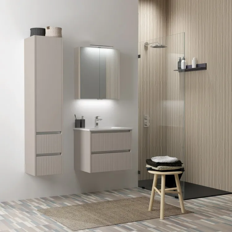 Vannas istabas mēbeļu komplekts RB URBAN 60cm, pelēks kašmirs/aluminium