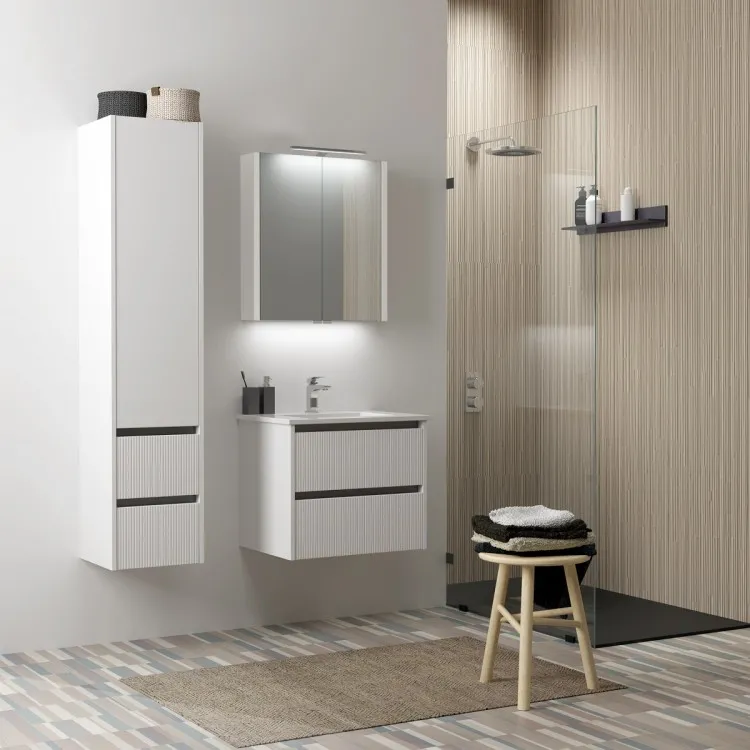 Vannas istabas mēbeļu komplekts RB URBAN 60cm, balts/black aluminium