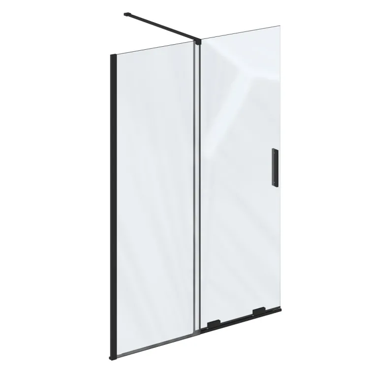 Dušas siena ar bīdāmām durvīm Ravak Walk-In Roll ROWI-110 110x195 cm, melns