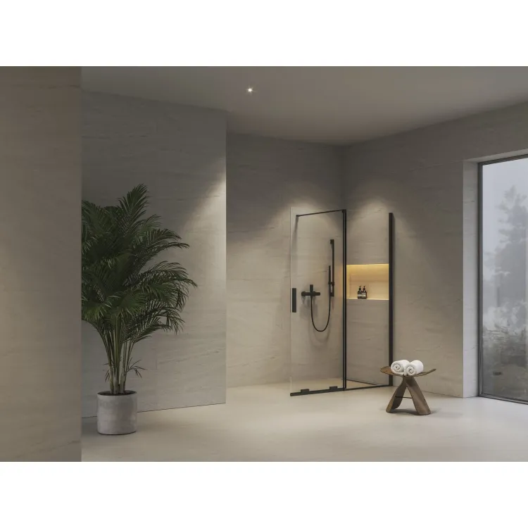 Dušas siena ar bīdāmām durvīm Ravak Walk-In Roll ROWI-110 110x195 cm, melns