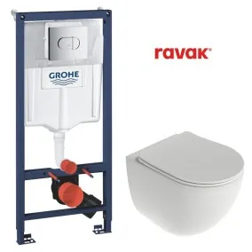 Komplekts Ravak Chrome AquaSpin + Grohe rāmis ar hromētu pogu 39501000