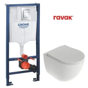 Komplekts Ravak Chrome AquaSpin + Grohe rāmis ar hromētu pogu 39501000